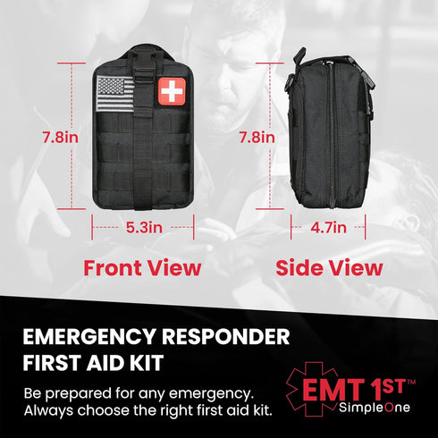 EMT-Approved Black Emergency First Aid Kit, Molle Ifak Pouch with 250 Piece Outdoor Gear for Emergencies