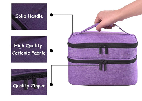 Nail Polish Organizer, Holds 30 Bottles, Double-layer Carrying Case with Handle (Purple)