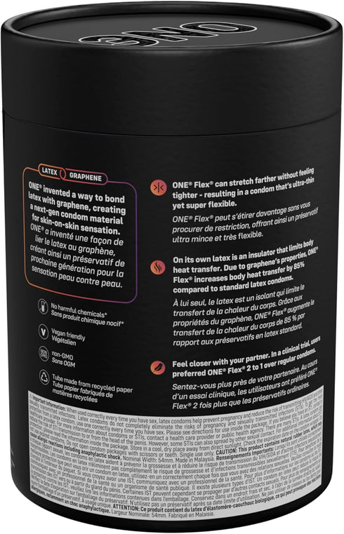 Non-GMO36 Count ONE Flex Condoms Next Generation Condoms Enhanced with Graphene, The World's Thinnest & Strongest