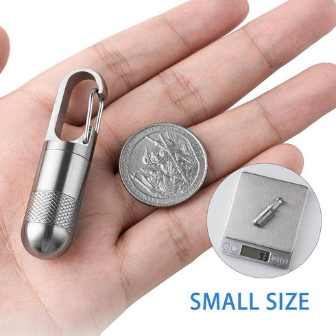 Small Titanium Pill Case,TISUR Keychain Pill Holder Travel Pill Box Container,Portable Pill Organizer Waterproof Metal Pill Case Bottle (Gray Titanium Small - 1.06 inch)