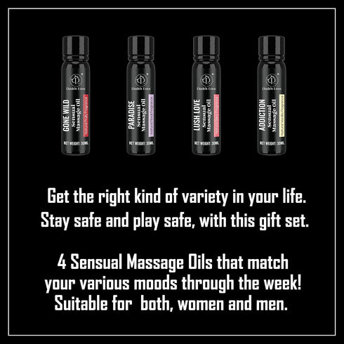 Set Pack 4-120 ML Dude's Love -Organic Safe to Lick Body Massage Oils for Couples Sensual Massage Oil Gift | Romantic