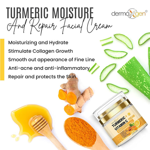 Turmeric Face Cream with 30% Vitamin C, Glow Boosting Moisturizer for All Skin Types, 1.7 FL OZ