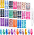 JERCLITY 20 Sheets Candy Color Marbling Nail Polish Strips with Nail File for DIY Nail Art Manicure Kit
