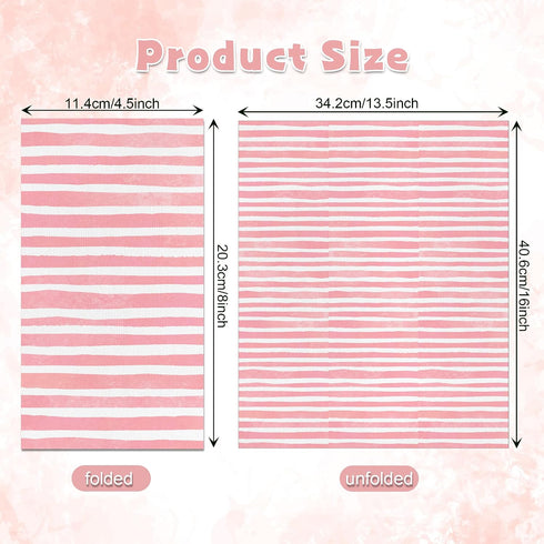 KTHONIOMANTE 200PCS 2 Pack, 4.5x8 Inch Pink and White Stripe Guest Napkins, Ply Disposable Paper Striped Dinner Hand