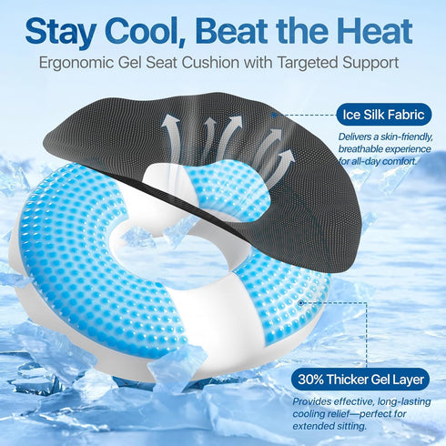 JKNJKN Recommended Donut Pillow Seat Cushion - Memory Foam Cooling Gel Lifting Cushion for Office & Home Chair, Doctor