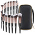 Makeup Brushes - 18 Pcs Professional Premium Synthetic Makeup Brush Set with Case, Travel Make up Brushes (Black Gold)
