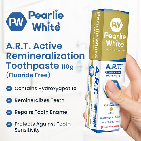 Pearlie White Active Remineralization Fluoride Free Toothpaste - 3.8oz/110gm for Tooth Enamel Repair with Xylitol