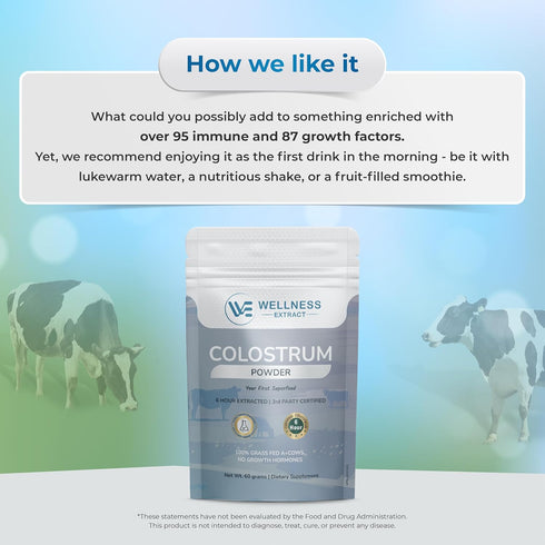 Immune 60g WELLNESS EXTRACT Bovine Colostrum Powder Rich in Protein & Lactoferrin- The True Certified Supplement