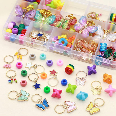 NAISKA 138Pcs Gold Butterfly Braid Hair Dreadlocks Accessories Colorful Beads for Hair Braids Coils Jewelry Charms Pendant Loc Jewelry for Women Braids Handmade Colorul Butterflies for Braids Hair