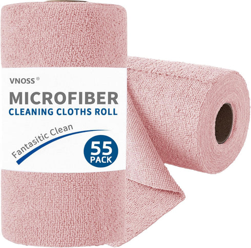 Vnoss 55 Pack Microfiber Cleaning Cloth Roll, Tear Away Reusable Towels, 11" X