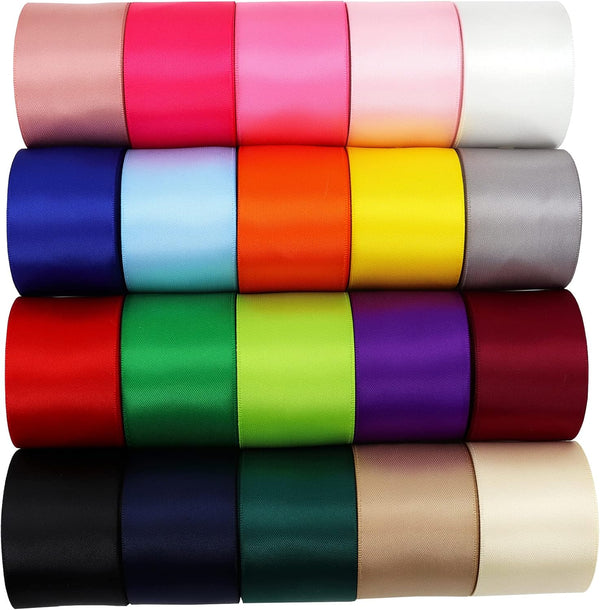 Double Face Satin Ribbon - 1-1/2 Inch, 20 Solid Color Assortment, 40 Yards Total for Gift Wrapping and Crafts