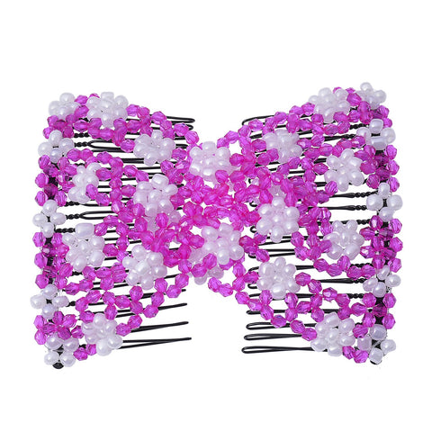LOVEF Elastic Double Combs with Plastic Rose Flowers, Hair Clips, Hair Holder, Easy Comb, 8 Pcs