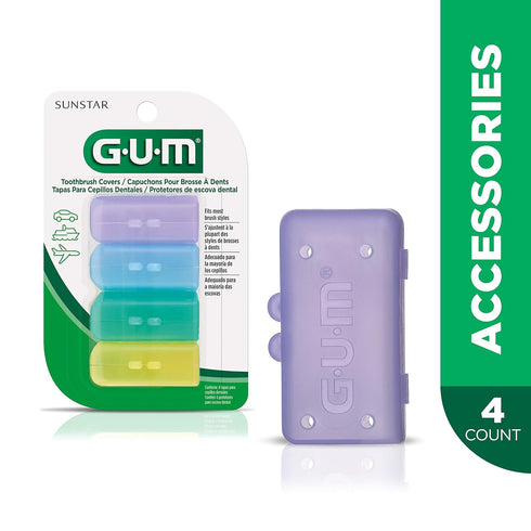 GUM-152RF Toothbrush Covers for Travel, Home, or Camping, 4 Covers