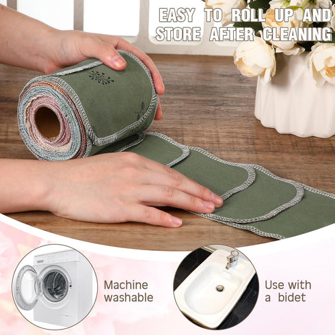 50 Pcs Reusable Toilet Washable Bidet Towels, Absorbent Cotton Paperless Towels Roll for Kitchen