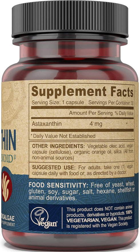 DEVA Nutrition Vitamins Astaxanthin 4mg, Vegan, 30 Capsules, Made from Haematococcus Pluvialis Microalgae, 2-Pack