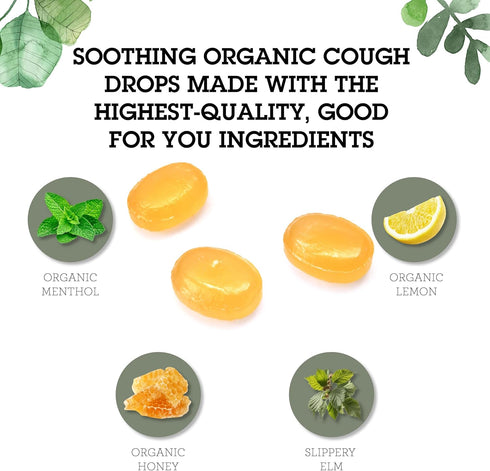 Quantum Health Organic Cough Relief Lozenges - Meyer Lemon & Honey, Natural Menthol Cough Suppressant, 18 Ct
