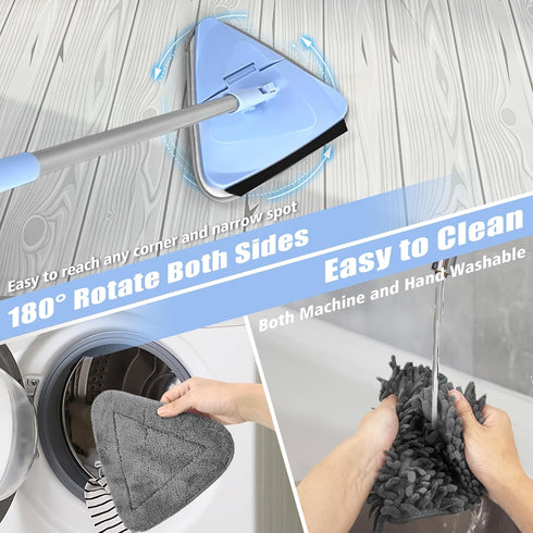 Wall Mop Cleaner with 80 Inches Long Handle - 180° Folding Ceiling Cleaning Tool with Squeegee and Microfiber Pads