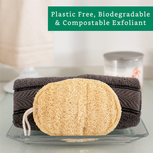 Natural Loofah Exfoliating Sponge (4 Pack) - Organic Biodegradable Body Scrubber