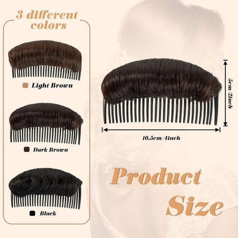 WILLBOND 3 Pieces Invisible False Hair Clips, Increased Pad Bump It Up Volume Hair Base Fluffy Styling Insert Tool
