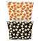 2 Pieces Large Corduroy Makeup Bag, Orange Black Flower Cosmetic Bag, Cute Aesthetic Travel Toiletry Organizer for Women