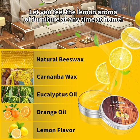 PIPIHUA 2 PCS Beeswax Furniture Polish, Wood Seasoning Beeswax for Waterproof & Repair, Beeswax Polish with 3pcs