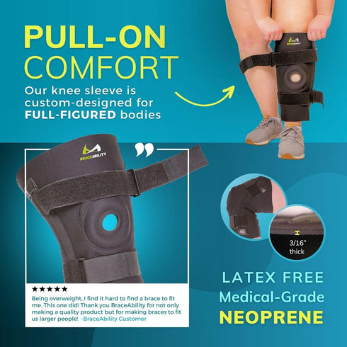 BraceAbility Bariatric Knee Brace 4XL for Large Legs - Plus Size with Side Stabilizers for Arthritis, Patellar