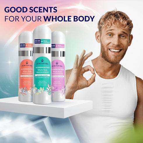 Whole Body Deodorant Spray: Natural Ingredients, Aluminum Free, 48HR Protection, 4.05 Fl Oz (Lavender & Rose)