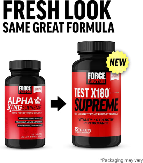 Force Factor Alpha King Supreme Testosterone Booster for Men, Fenugreek Seed and Ashwagandha, 45 Tablets