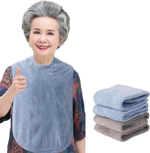 RAXIFU 4 Pack Adult Bibs for Men and Women, Adult Bibs for Elderly,Towel