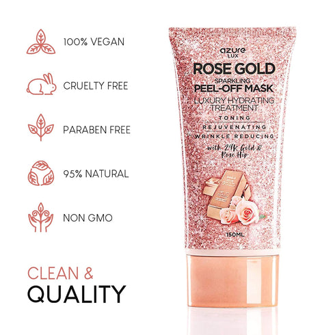 AZURE Rose Gold Hydrating Peel Off Face Mask, Anti Aging, Toning & Rejuvenating, Removes Blackheads (5.07 fl. oz.)