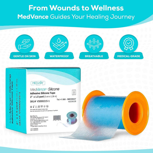 MedVance Silicone Tape, 2" Wide Soft with Perforation, Cuttable, 1 Pack, 5 Yards