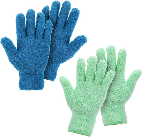 2 Pairs Microfiber Gloves, Washable Reusable Household Cleaning Gloves for Dusting Plants, House, Cars, Furniture