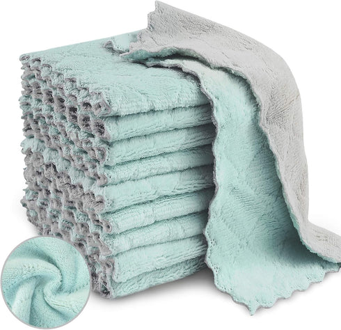 20 Pack Kitchen Dish Cloths - Super Absorbent Microfiber Cleaning Cloths for Dishes, Kitchen, Bathroom, Car (Grey &