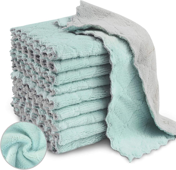 20 Pack Kitchen Dish Cloths - Super Absorbent Microfiber Cleaning Cloths for Dishes, Kitchen, Bathroom, Car (Grey &