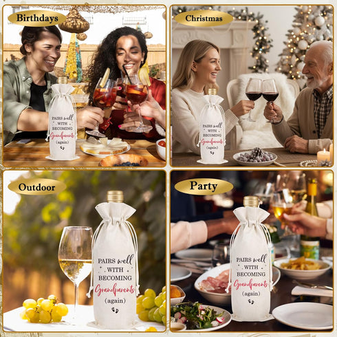 Wxiben Pregnancy Announcement Wine Gift Bag Pairs Well With Becoming Grandparents Wine Bottle Bag New Grandparent Gift