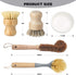 VRUPINZE 4-Piece Set, Natural Bamboo Dish Brush Bottle Scrub Brush with Ceramic Soap Dispenser - Wooden Washing Up