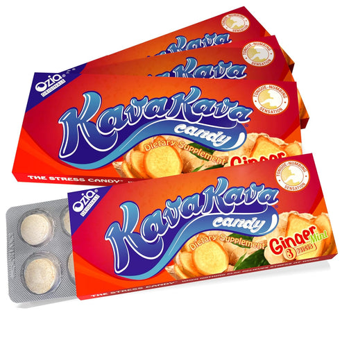 Kava Kava Candy - 8 Kava Candies Per Pack, Natural Kava Root Stress Relief Supplement, Ginger Mint Flavor, 4 Packs