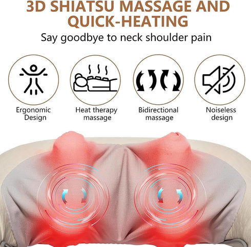 Neck Massager with Heat, Electric Neck Shoulder Massager, Cordless Neck Massager High Resilience Memory Foam Portable