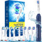Rotating Electric Toothbrush for Adults, 8 Brush Heads, 4 Modes, Rechargeable Power, 2 Min Smart Timer, Dark Blue
