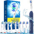 Rotating Electric Toothbrush for Adults, 8 Brush Heads, 4 Modes, Rechargeable Power, 2 Min Smart Timer, Dark Blue