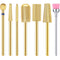 Hestya 7 Pieces Nail Drill Bits Set, Tungsten Carbide Drill Bits for Nails Electric File, Gold