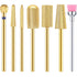 Hestya 7 Pieces Nail Drill Bits Set, Tungsten Carbide Drill Bits for Nails Electric File, Gold