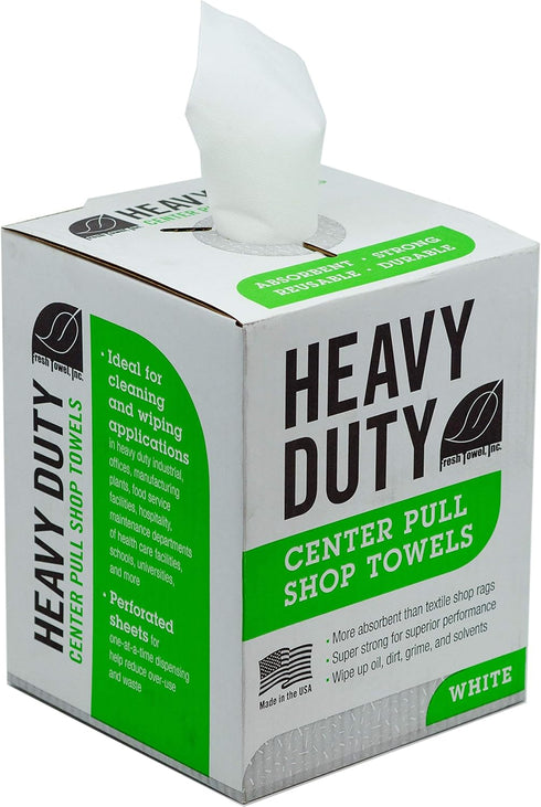 Fresh Towel Heavy Duty Center Pull Shop Towel Rags for Cleaning, 1 Box of 160 Sheets, Disposable Cleaning Towels