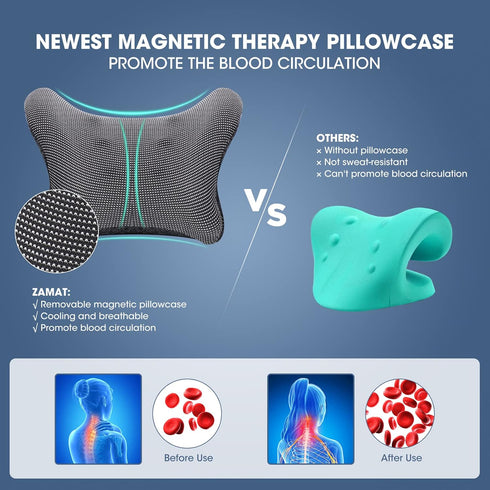 Neck and Shoulder Relaxer with Magnetic Therapy Pillowcase, Chiropractic Pillows for Pain Relief and Spine Alignment