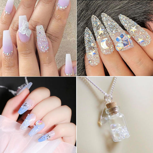 Pandahall 50g Translucent DIY 3D Caviar Nail Art Decoration - Mini Micro Glass Beads for Nail Care, No Hole, 0.6-0.8mm