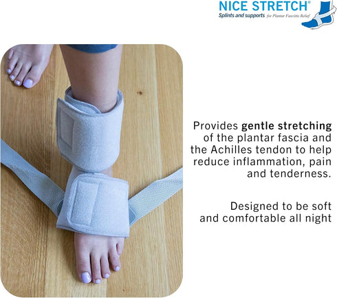 Brownmed Nice Stretch X Lite - Adjustable Dorsal Foot & Ankle Night Splint for Plantar Fasciitis & Tendonitis