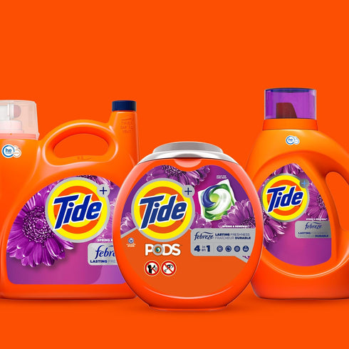 Tide Plus Febreze Freshness HE Turbo Clean Liquid Laundry Detergent, Spring & Renewal Scent, 105 fl oz, 74 Loads