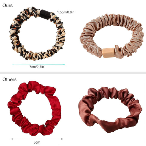 Silk Hair Ties Satin Scrunchies - Mini Scrunchy for Women Thick Hair Accessories Soft No Slip Ponytail Holder