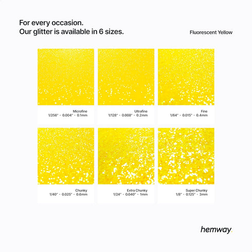 Hemway Ultra Sparkle Glitter - Fluorescent Yellow | 100g Microfine Metallic Flakes for Resin & Epoxy Crafts
