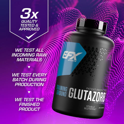 EFX Sports Training Ground Glutazorb Caps, Highly Concentrated Glutamine Supplement for Digestion and Immune Support